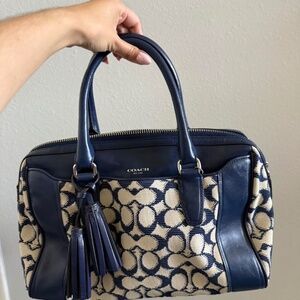 Vintage Navy Coach Canvas Purse